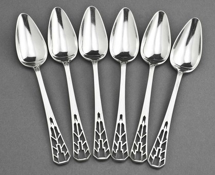 Art Deco Pierced Silver Grapefruit Spoons (Set of 6)